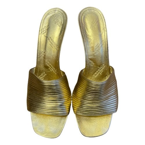Pre-owned Maison Margiela Leather Mules In Gold