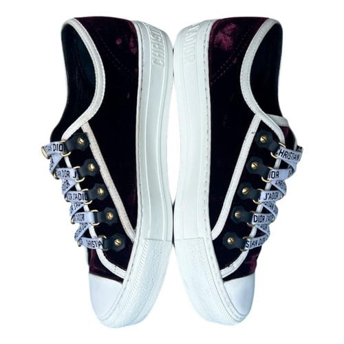 Pre-owned Dior Velvet Trainers In Burgundy