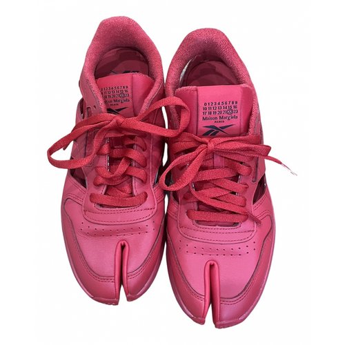 Pre-owned Maison Margiela X Reebok Leather Trainers In Red
