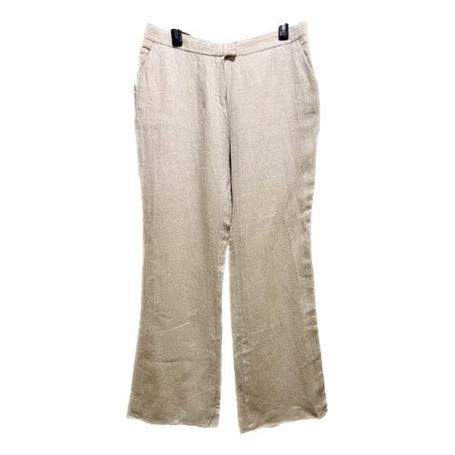 Pre-owned Mugler Linen Straight Pants In Beige
