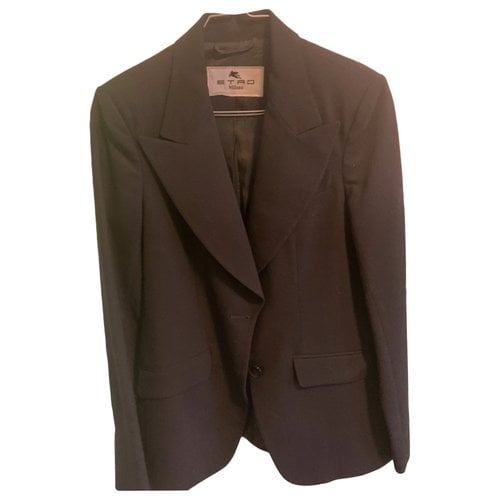 Pre-owned Etro Wool Suit Jacket In Black