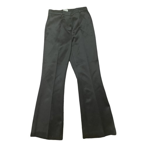 Pre-owned Magda Butrym Silk Straight Pants In Black