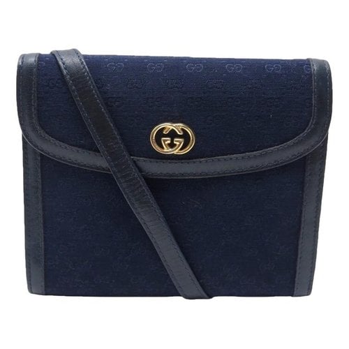 Pre-owned Gucci Leather Crossbody Bag In Navy