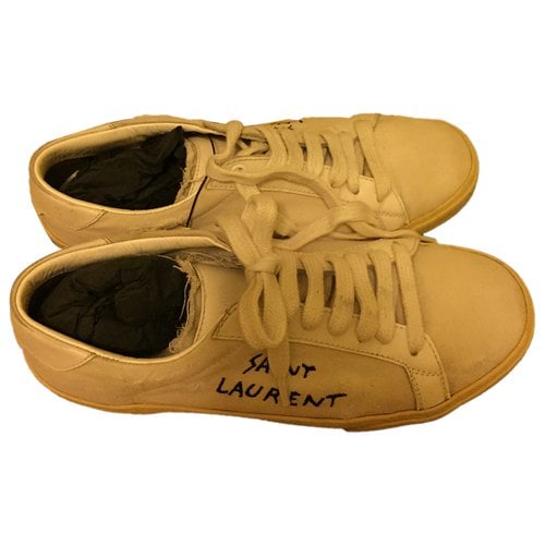 Pre-owned Saint Laurent Court Cloth Trainers In Ecru