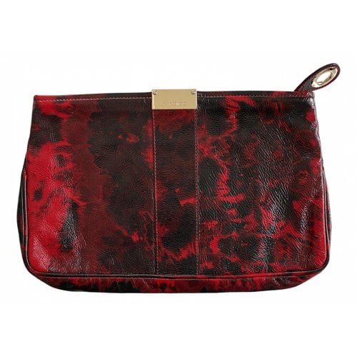 Pre-owned Jimmy Choo Patent Leather Clutch Bag In Red
