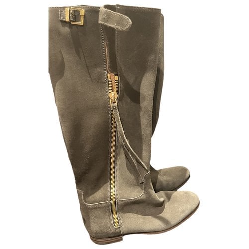 Pre-owned Sergio Rossi Riding Boots In Green