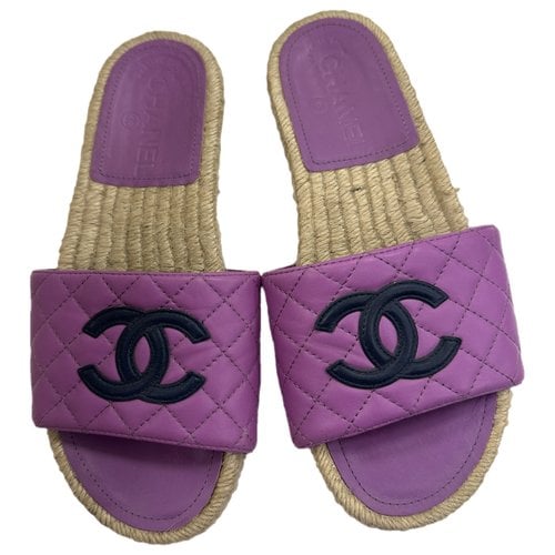 Pre-owned Chanel Leather Espadrilles In Purple
