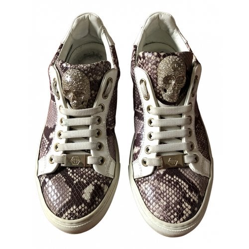 Pre-owned Philipp Plein Leather Trainers In Grey