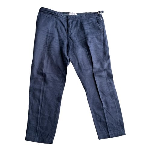 Pre-owned Orlebar Brown Linen Trousers In Navy