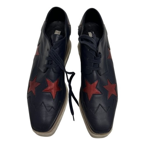 Pre-owned Stella Mccartney Elyse Leather Lace Ups In Navy