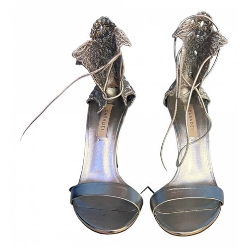 Pre-owned Casadei Leather Sandal In Metallic