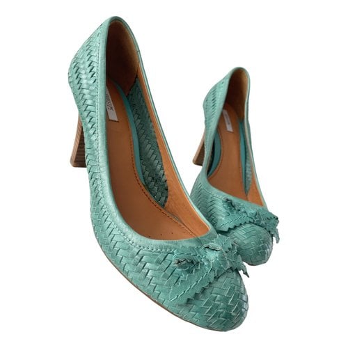 Pre-owned Geox Leather Heels In Turquoise