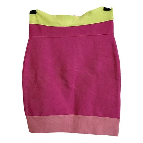 Pre-owned Herve Leger Mini Skirt In Pink