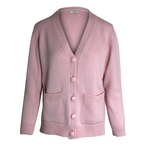 Pre-owned Ganni Wool Cardigan In Pink