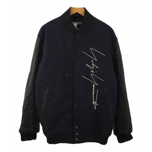 Pre-owned Yohji Yamamoto Leather Jacket In Navy