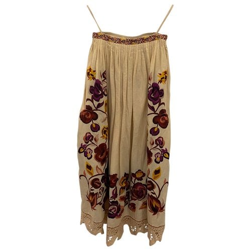 Pre-owned Ulla Johnson Linen Mid-length Skirt In Multicolour