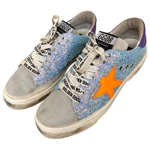 Pre-owned Golden Goose May Leather Trainers In Blue
