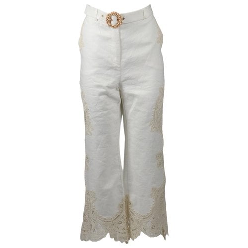 Pre-owned Zimmermann Linen Trousers In White