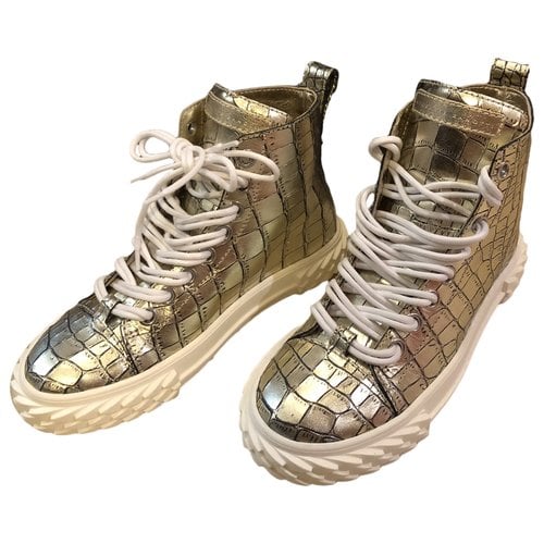 Pre-owned Giuseppe Zanotti Donna Leather Trainers In Gold
