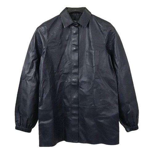 Pre-owned Loro Piana Leather Jacket In Navy