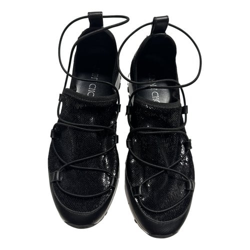 Pre-owned Jimmy Choo Cloth Trainers In Black