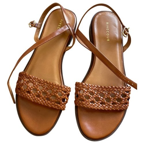 Pre-owned Rivecour Leather Sandal In Brown