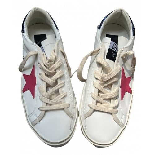 Pre-owned Golden Goose Hi Star Leather Trainers In White
