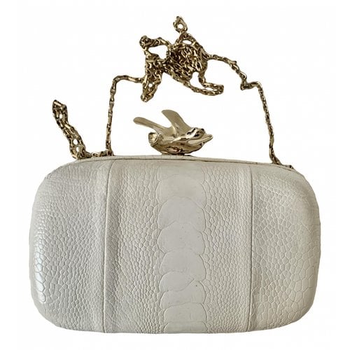 Pre-owned Givenchy Leather Clutch Bag In White