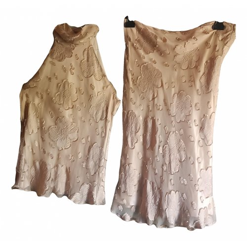 Pre-owned Agnona Silk Mid-length Dress In Beige