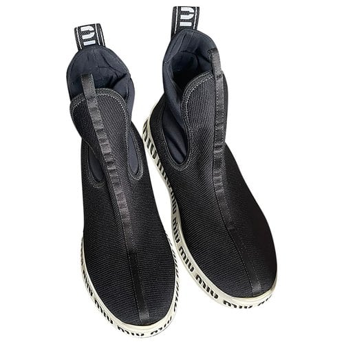 Pre-owned Miu Miu Cloth Ankle Boots In Black