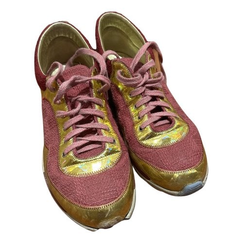 Pre-owned Chanel Tweed Trainers In Burgundy