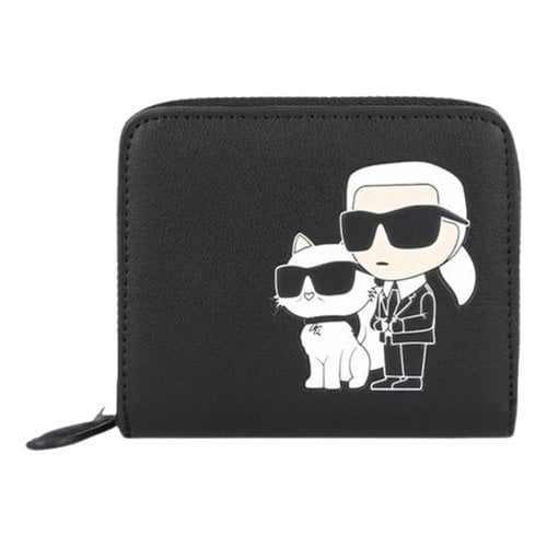 Pre-owned Karl Lagerfeld Leather Wallet In Black