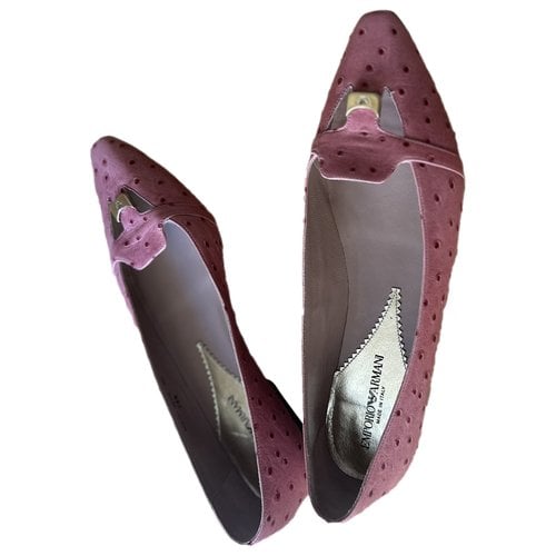 Pre-owned Emporio Armani Leather Flats In Pink