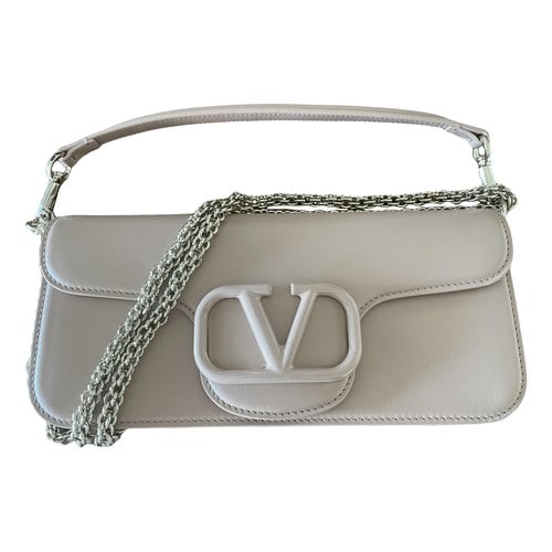 Pre-owned Valentino Garavani Loco Leather Handbag In Beige