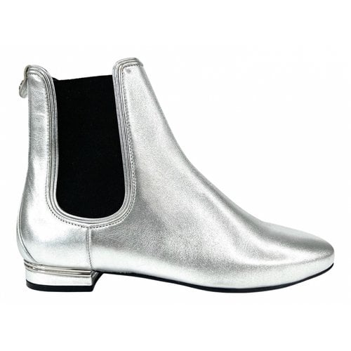 Pre-owned Ferragamo Leather Ankle Boots In Silver