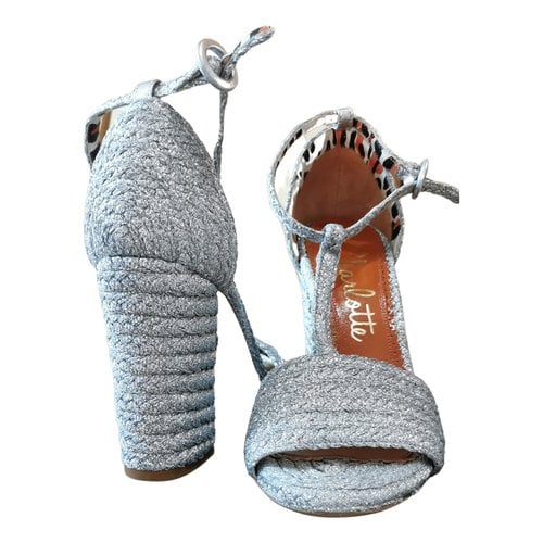 Pre-owned Charlotte Olympia Glitter Sandal In Silver