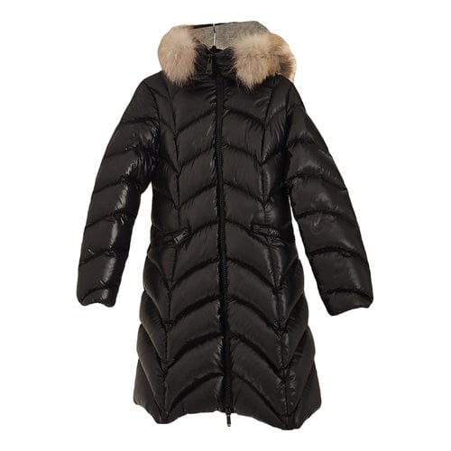 Pre-owned Moncler Long Fox Puffer In Black