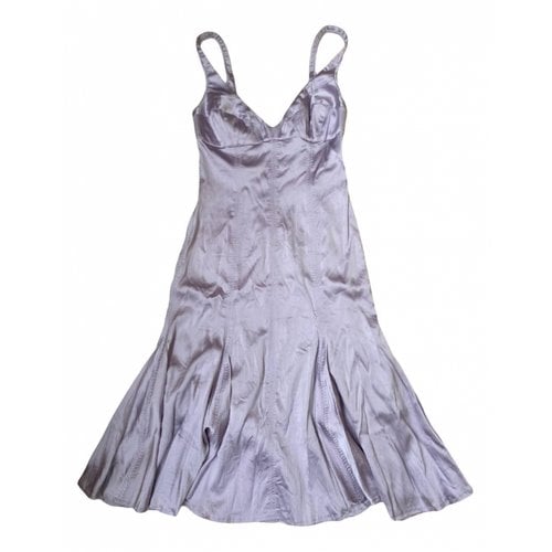 Pre-owned Roberto Cavalli Silk Mid-length Dress In Purple
