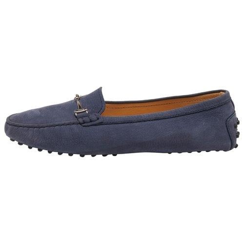 Pre-owned Tod's Leather Flats In Navy