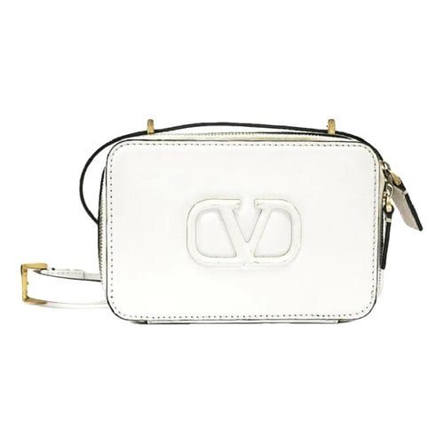 Pre-owned Valentino Garavani Vlogo Leather Handbag In White