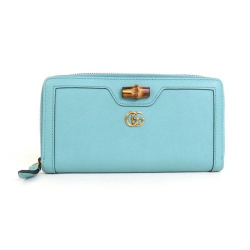Pre-owned Gucci Marmont Leather Purse In Turquoise