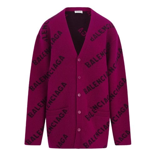 Pre-owned Balenciaga Wool Cardi Coat In Purple