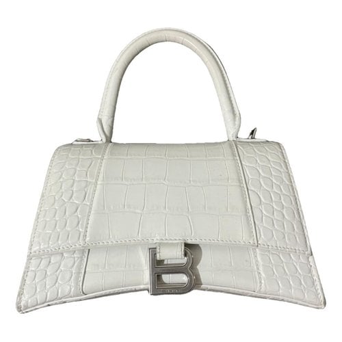Pre-owned Balenciaga Hourglass Leather Handbag In White