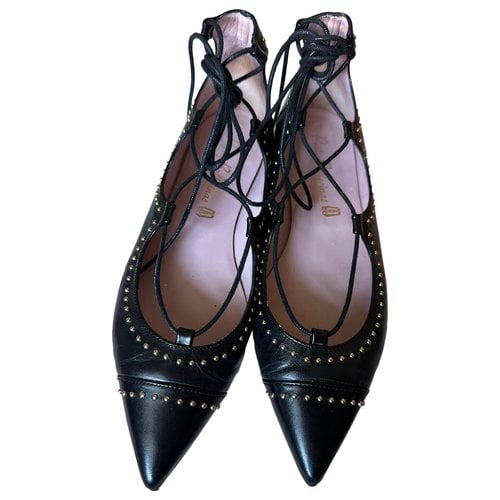 Pre-owned Pretty Ballerinas Leather Ballet Flats In Black