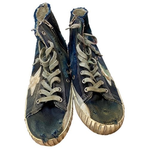 Pre-owned Golden Goose Cloth Trainers In Blue