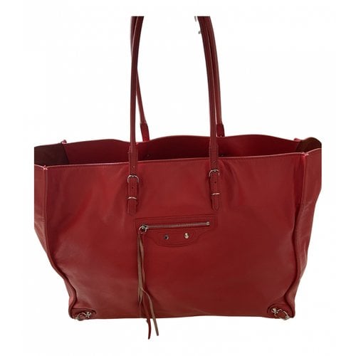 Pre-owned Balenciaga Papier Leather Handbag In Red