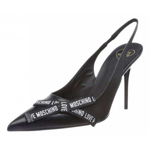 Pre-owned Moschino Love Leather Heels In Black