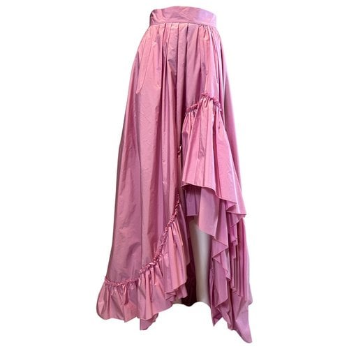 Pre-owned Max Mara Atelier Silk Maxi Skirt In Pink