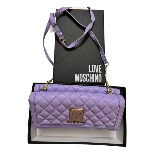 Pre-owned Moschino Love Leather Clutch Bag In Purple