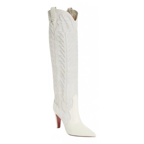 Pre-owned Christian Louboutin Leather Cowboy Boots In White